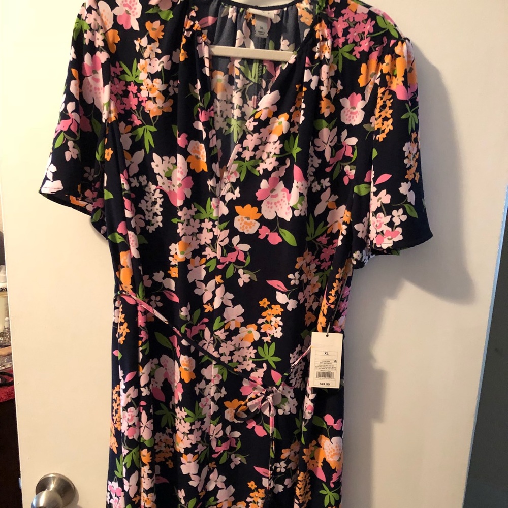 A New Day Women’s Blue Floral Tie Waist Dress XL